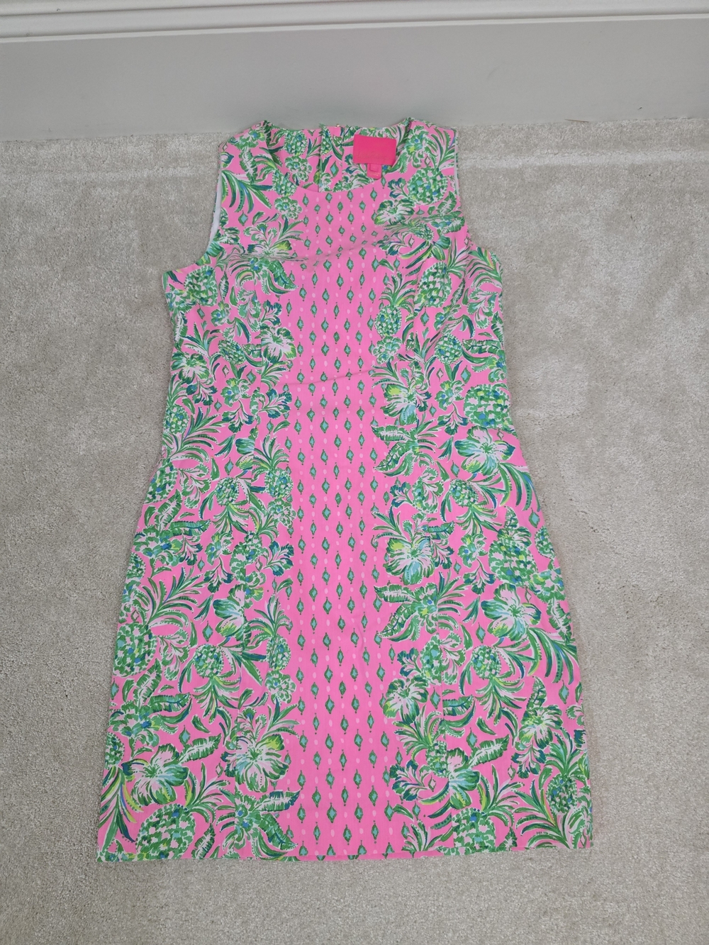 Lilly Pulitzer Pink & Green Floral Sleeveless Shift Dress